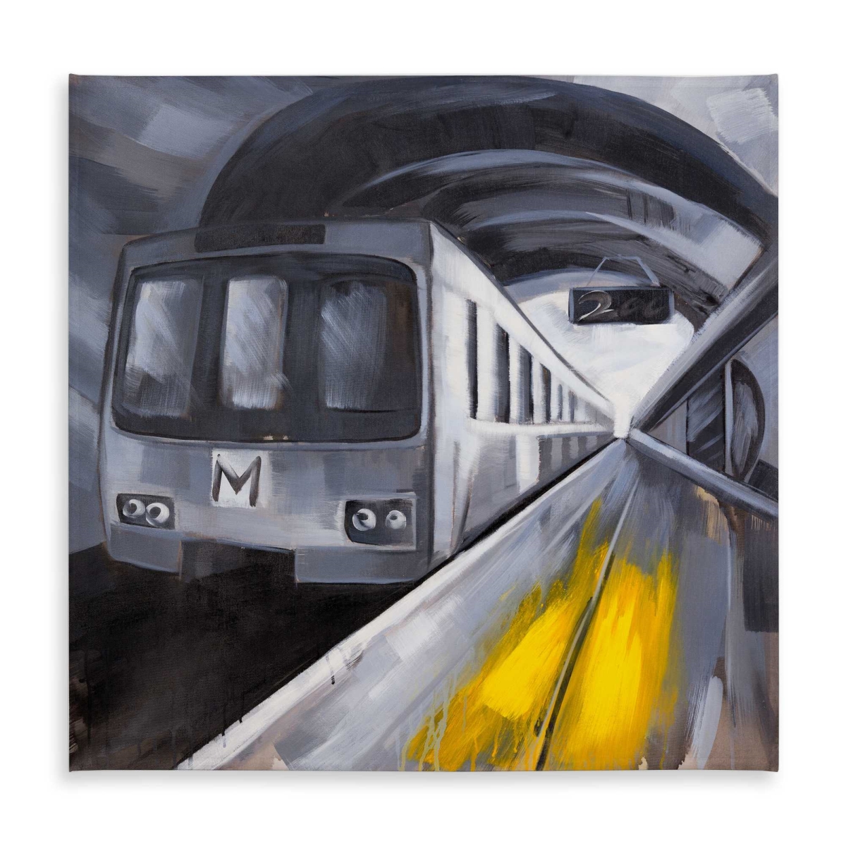 Picture of Begin Home Decor C1TC58589V15GG 58 x 58 in. Subway Livingroom Train Tablecloth - Indoor & Outdoor Decor