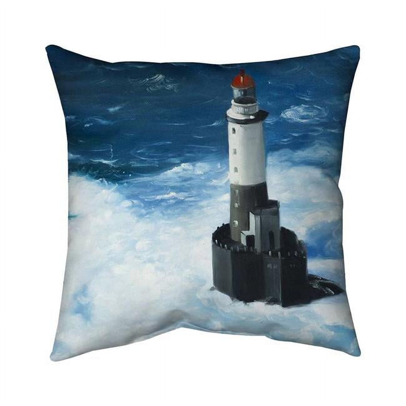 20 x 20 in. Unleashed Waves on A Lighthouse-Double Sided Print Indoor Pillow