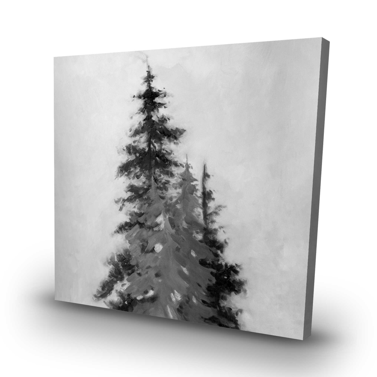 C1RC32325307RQ 32 x 32 in. Silhouette of Black & Gray Trees - Black & White Canvas Art