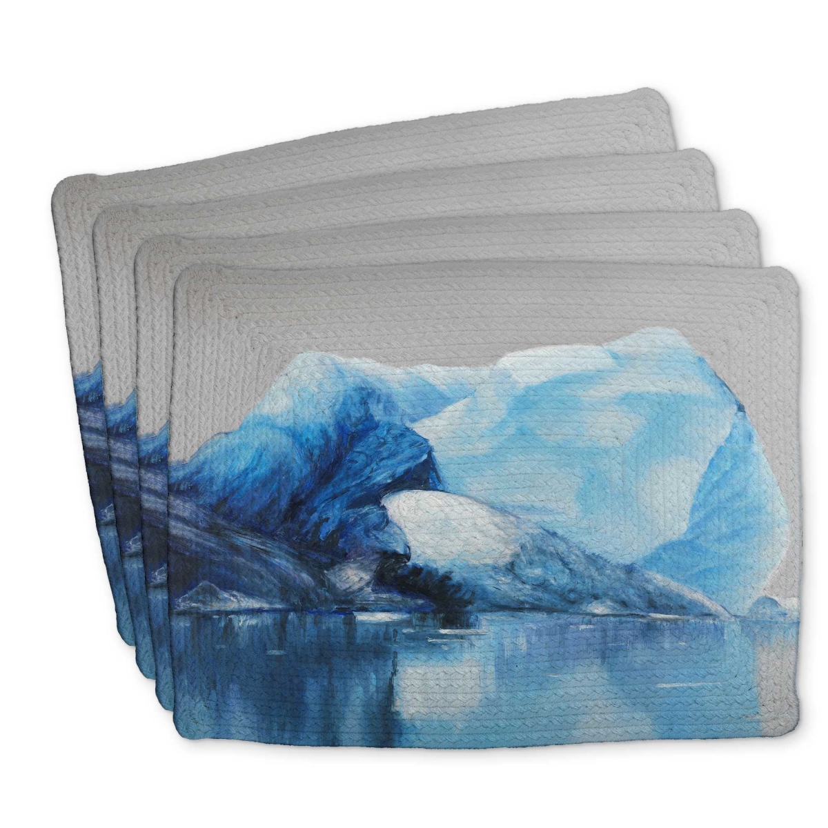 Picture of Begin Home Decor C4BP1418KLDSE4 14 x 18 in. Iceland Icebergs Braided Polyester Placemat - Home Decor - Set of 4