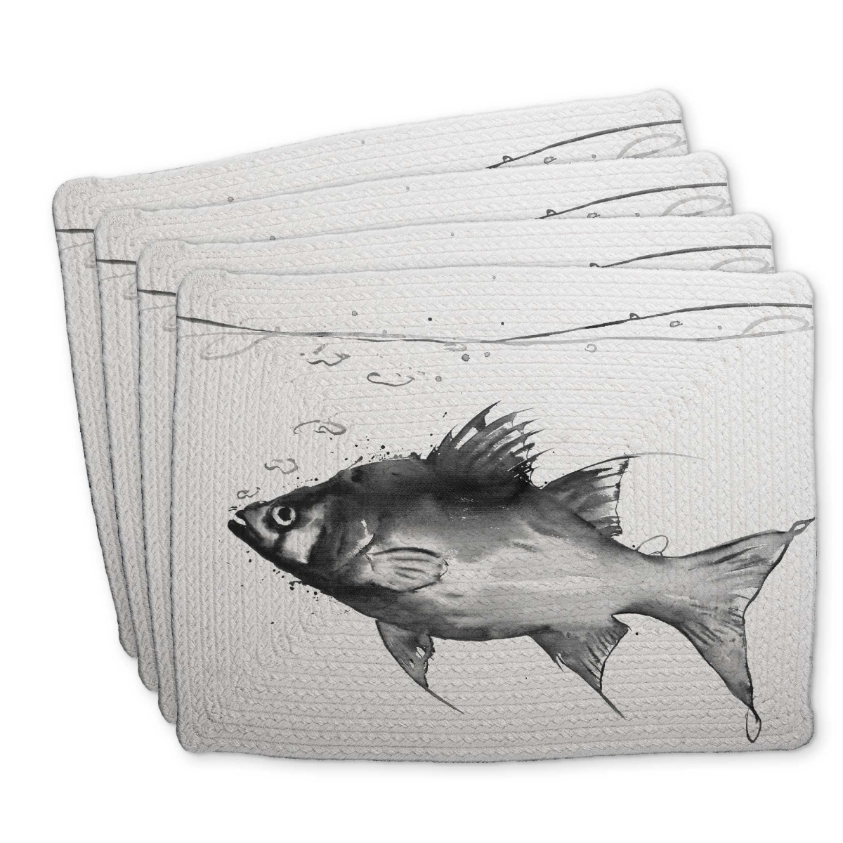 Picture of Begin Home Decor C4BP1418M48ZQ6 14 x 18 in. Swimming Fish Braided Polyester Placemat for Home Decor - Set of 4