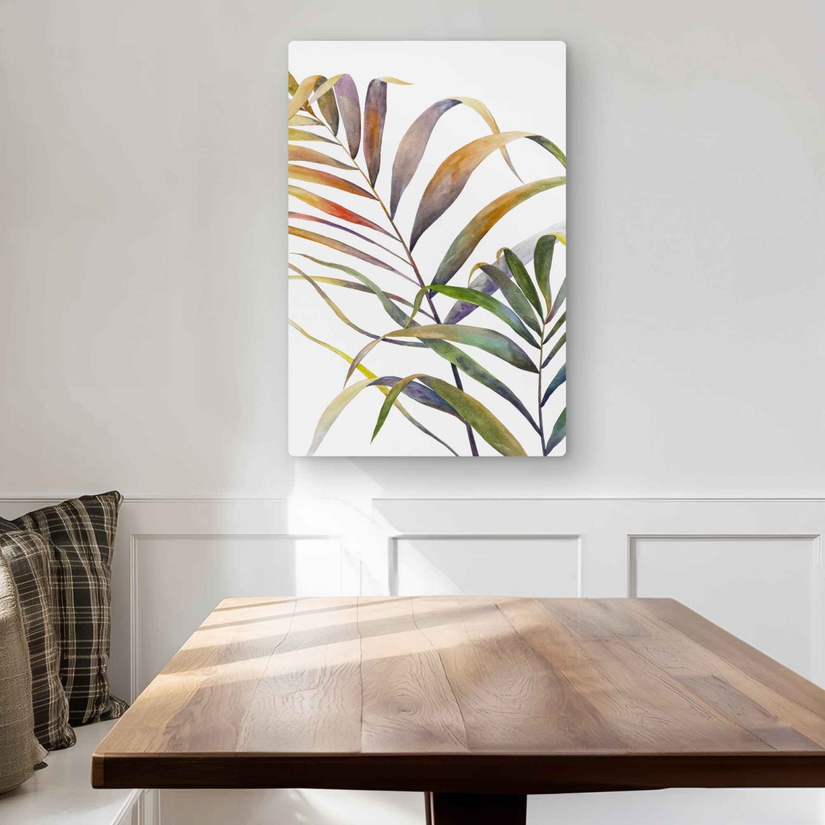 C1MP2030673EJ9 20 x 30 in. Watercolor Tropical Palm Leaves Wall Art - Orange Floral Metal Print