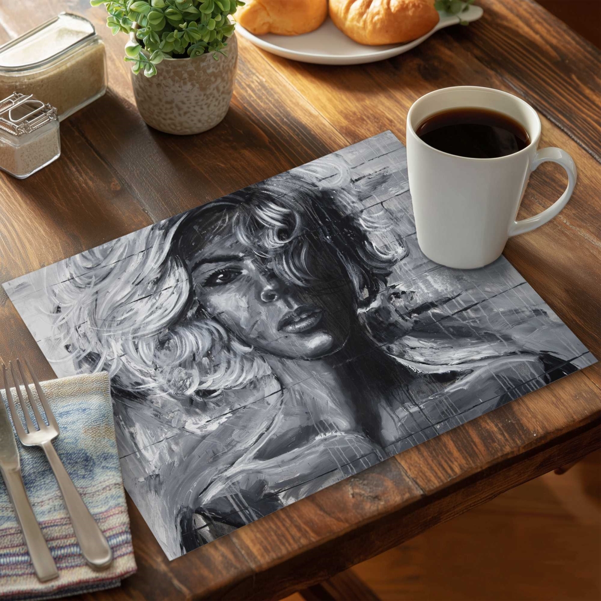 Picture of Begin Home Decor C4PP141815L2NS 14 x 18 in. Gentle Woman Polyester Placemat for Elegant Home Decor - Set of 4