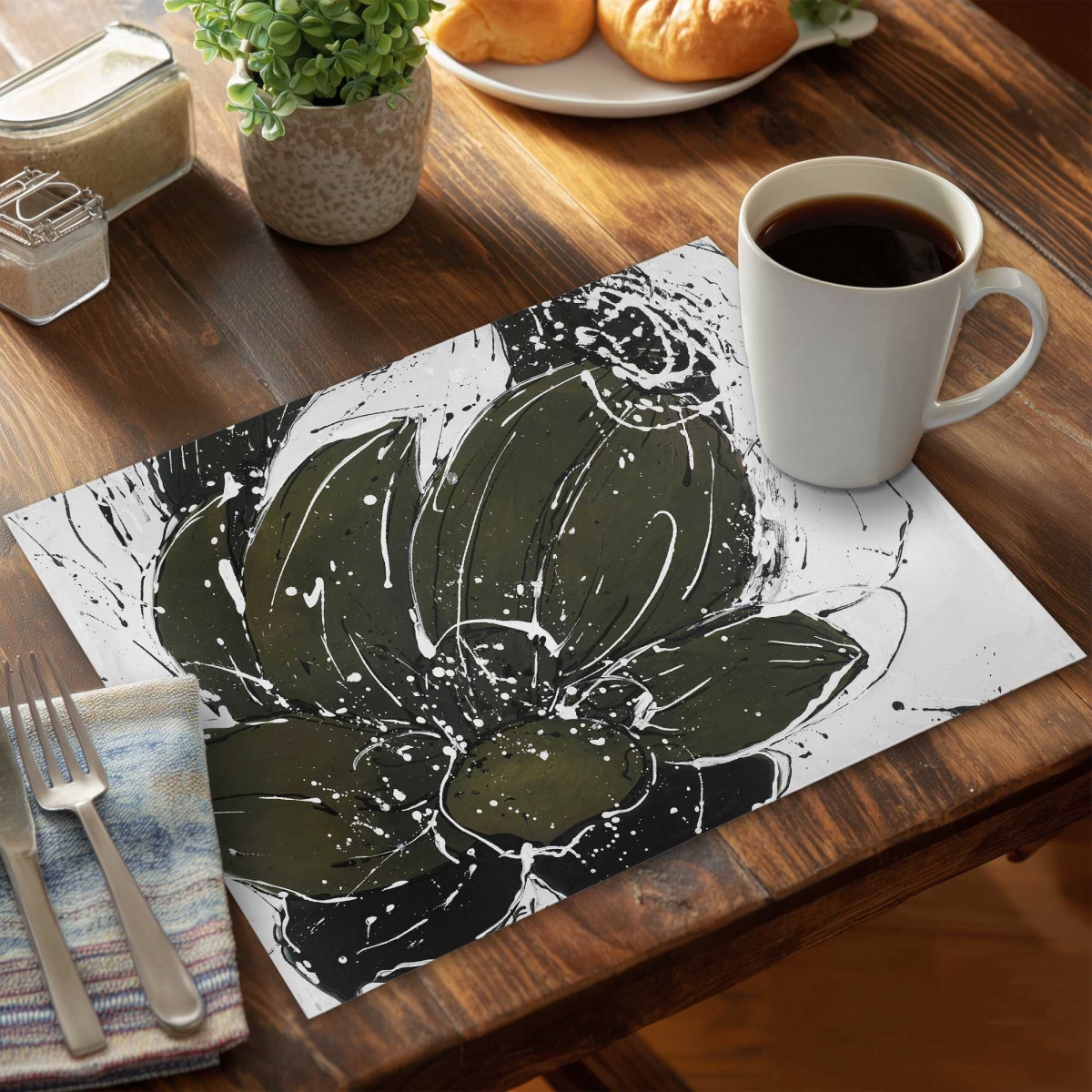 Picture of Begin Home Decor C4PP14181AMM8C 14 x 18 in. Abstract Flower with Paint Splash - Polyester Placemat - Set of 4