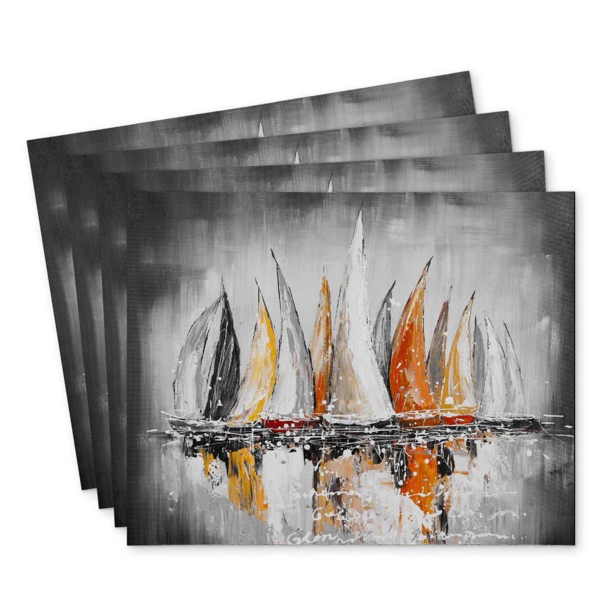 Picture of Begin Home Decor C4PP14183Q3A87 14 x 18 in. Sails on the Winds - Polyester Placemat for Home Decor - Set of 4