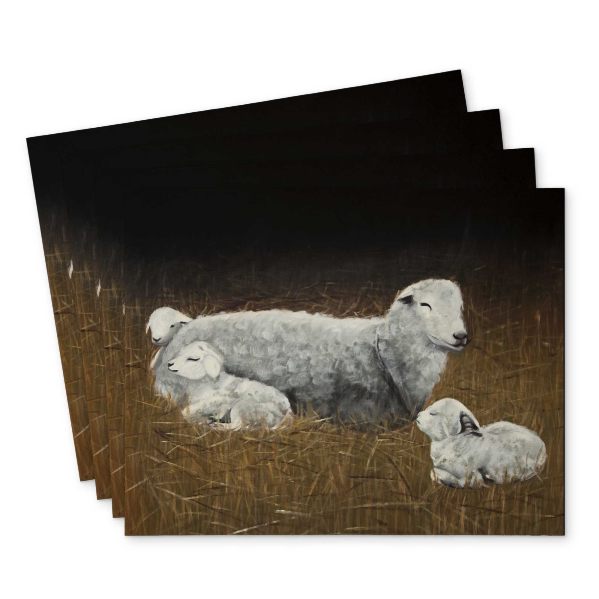 Picture of Begin Home Decor C4PP1418479R6O 14 x 18 in. Sheep & Lambs Polyester Placemat - Cute Design - Set of 4