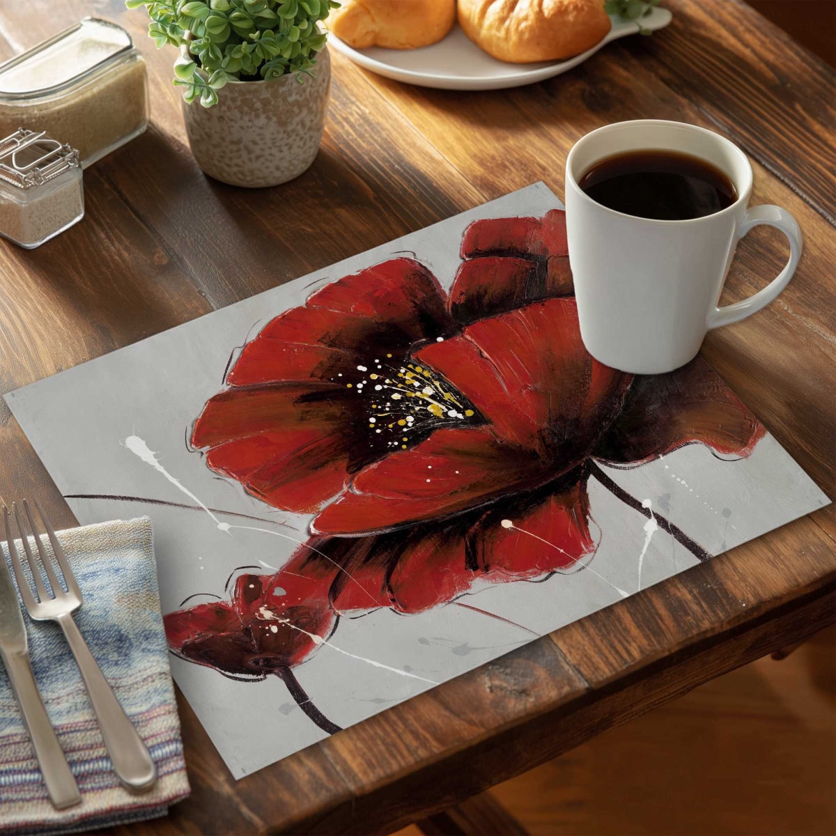 Picture of Begin Home Decor C4PP14186CRMRW 14 x 18 in. Red Poppy Flowers Polyester Placemat - Home Decor Accent - Set of 4