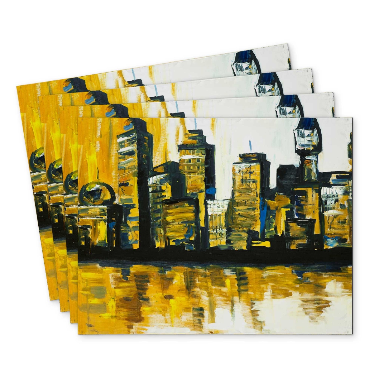 Picture of Begin Home Decor C4PP1418VB7G8Y 14 x 18 in. Yellow City Polyester Placemat for Stylish Home Decor - Set of 4