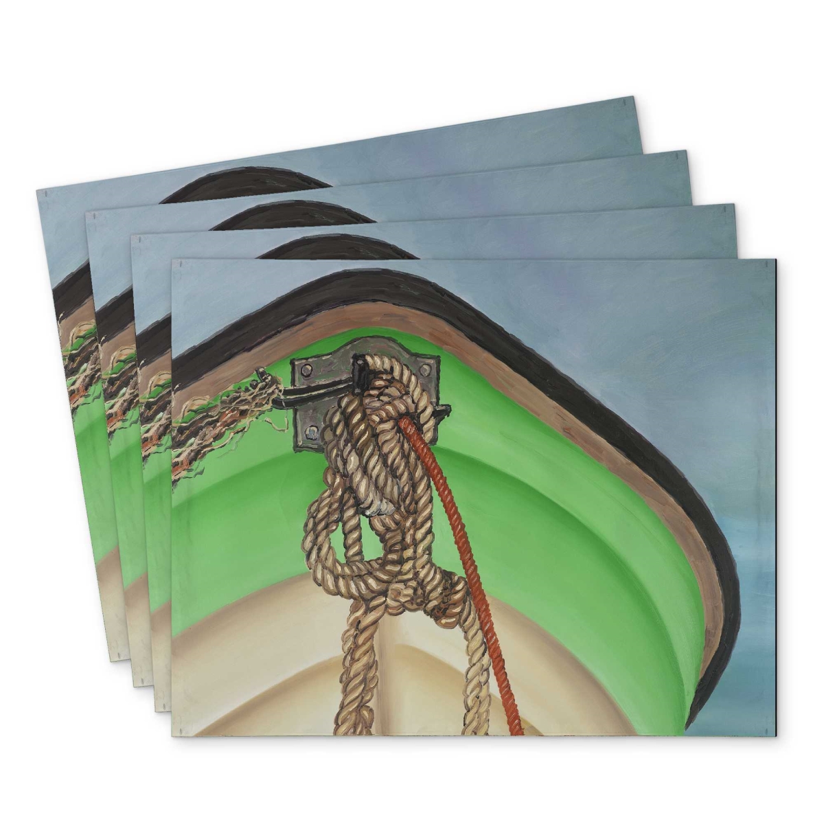 Picture of Begin Home Decor C4PP1418ZND7CG 14 x 18 in. Sailing Rowing Boat Polyester Placemat - Decor Essential - Set of 4