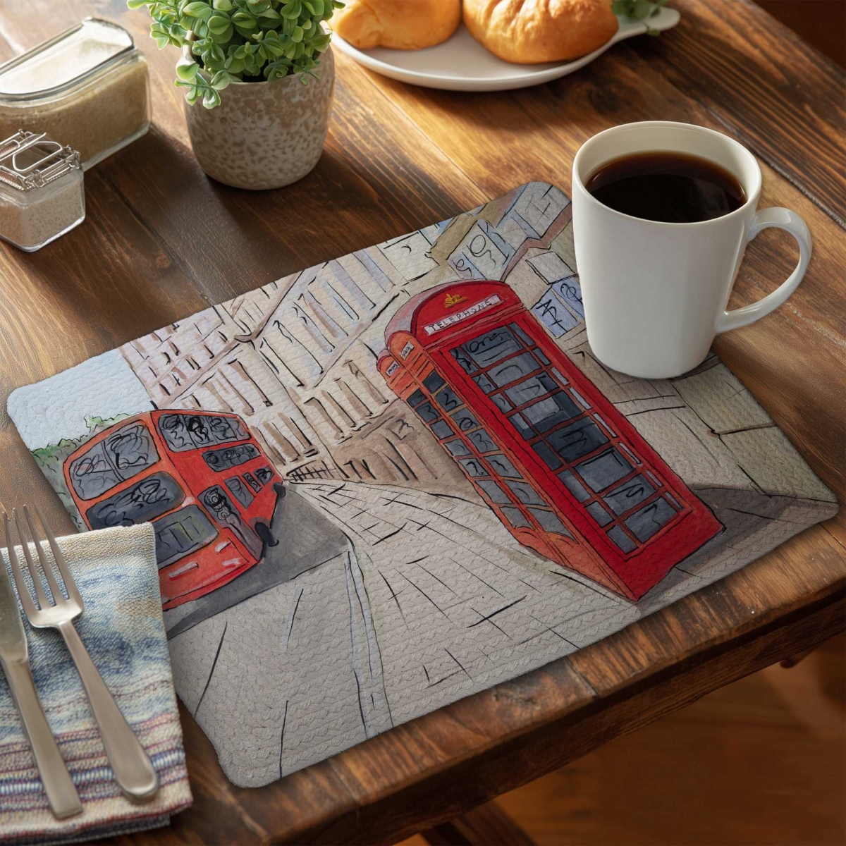 Picture of Begin Home Decor C6BP14184UAZJT 14 x 18 in. London Bus & Telephone Booth Placemat - Home Decor - Set of 6