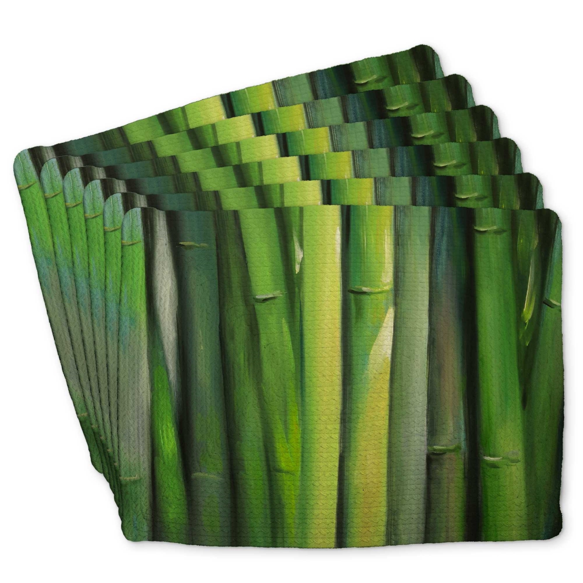 Picture of Begin Home Decor C6BP14186ABOG3 14 x 18 in. Bamboo Plant Braided Polyester Placemat - Home Decor Accent - Set of 6