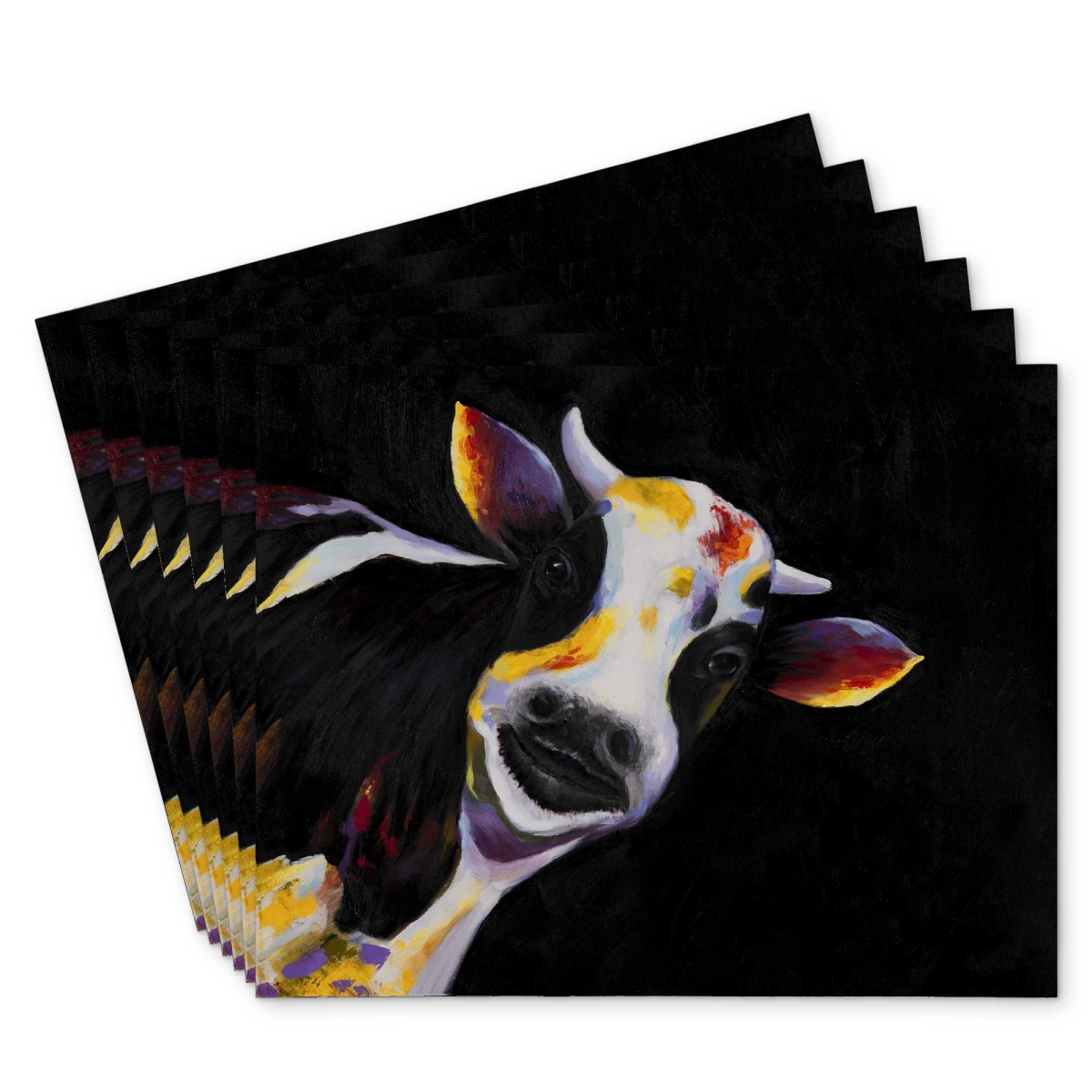 Picture of Begin Home Decor C6PP1418CK0BMD 14 x 18 in. One Funny Cow Polyester Placemat - Fun Home Decor Accent - Set of 6