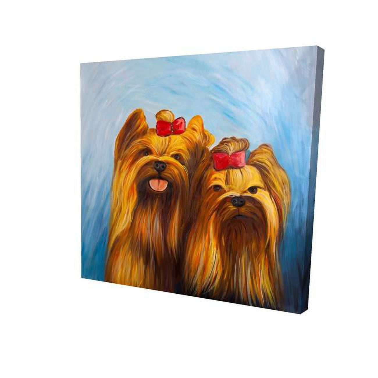12 x 12 in. Two Smiling Dogs with Bow Tie-Print on Canvas
