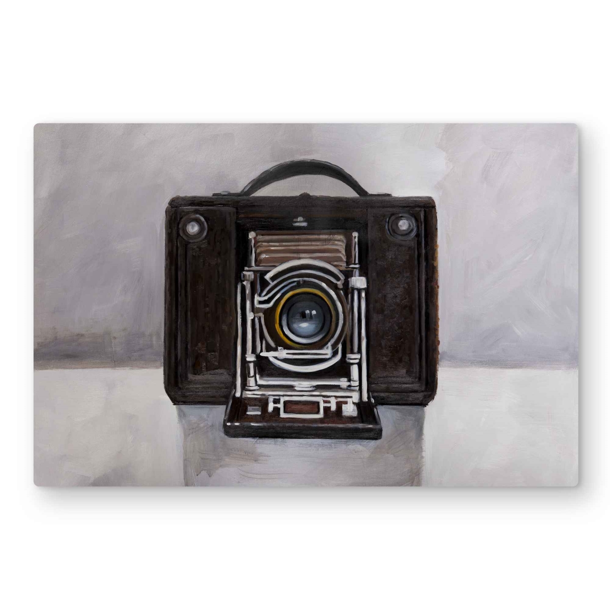 C1MP2030W1O11W 20 x 30 in. Old Camera - Brown Metal Print Wall Art for Unique Home Decor