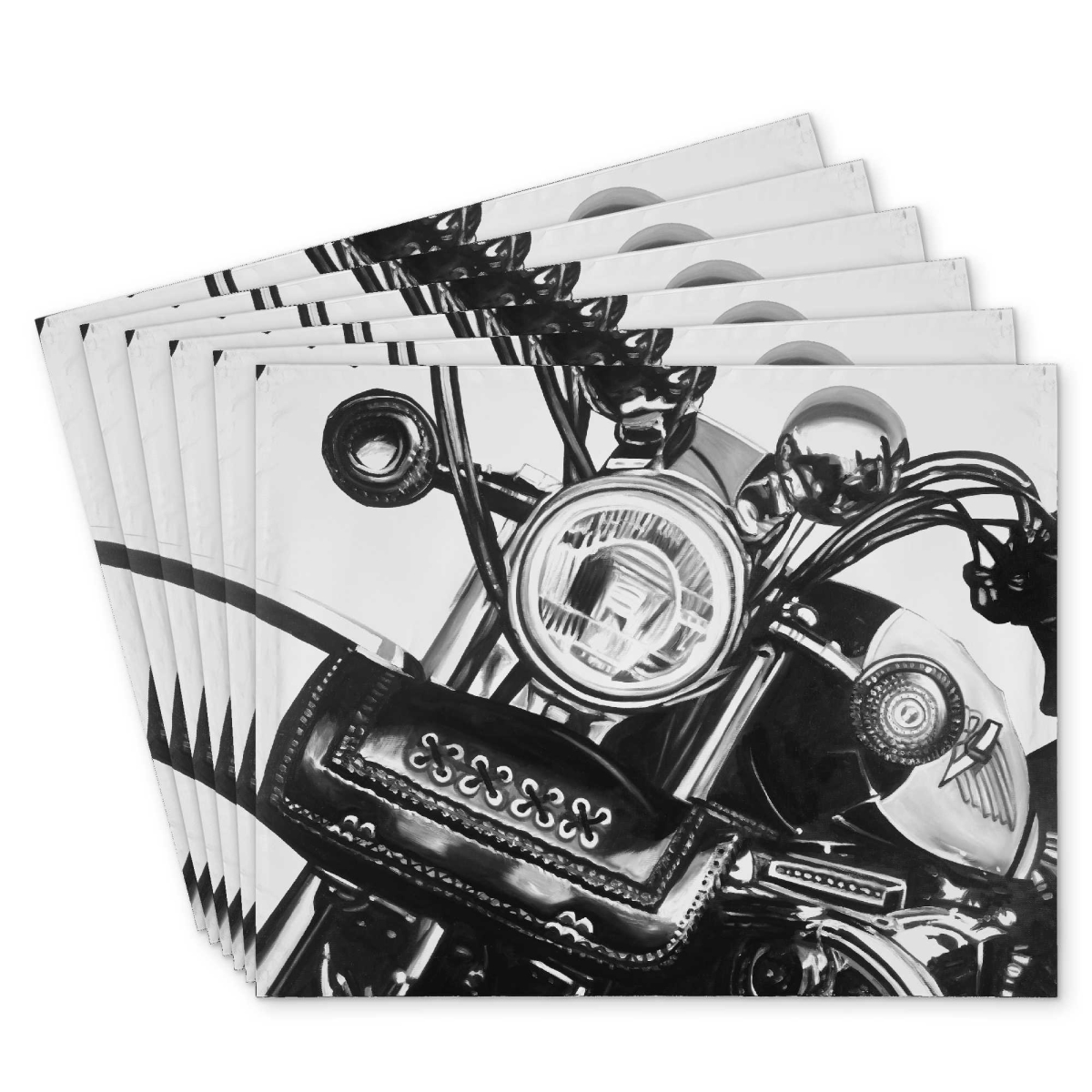 Picture of Begin Home Decor C6PP1418LVDKS5 14 x 18 in. Realistic Motorcycle Polyester Placemat for Home Decor - Set of 6