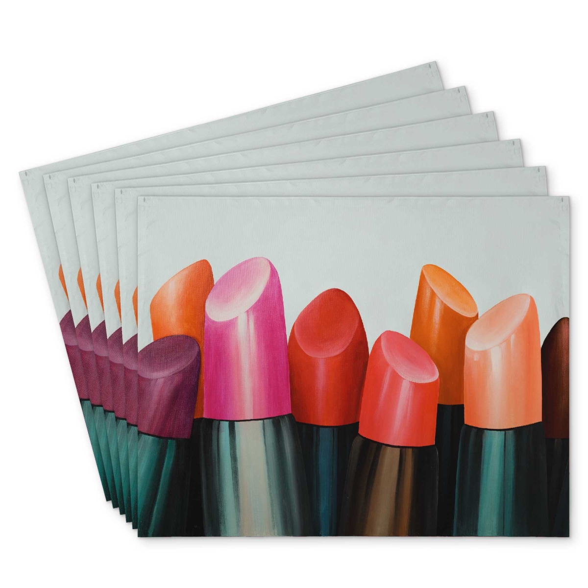 Picture of Begin Home Decor C6PP1418OH89KI 14 x 18 in. Lipstick Addict Polyester Placemat - Chic Home Decor Accent - Set of 6