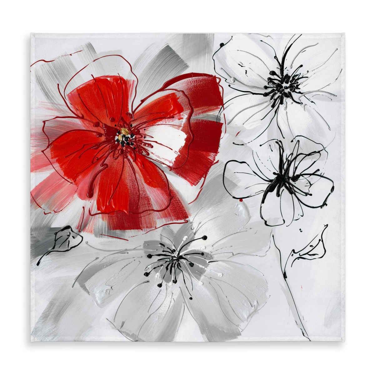 Picture of Begin Home Decor C1TC5858E8R78Y 58 x 58 in. Red & Gray Flowers Tablecloth - Indoor & Outdoor Home Decor