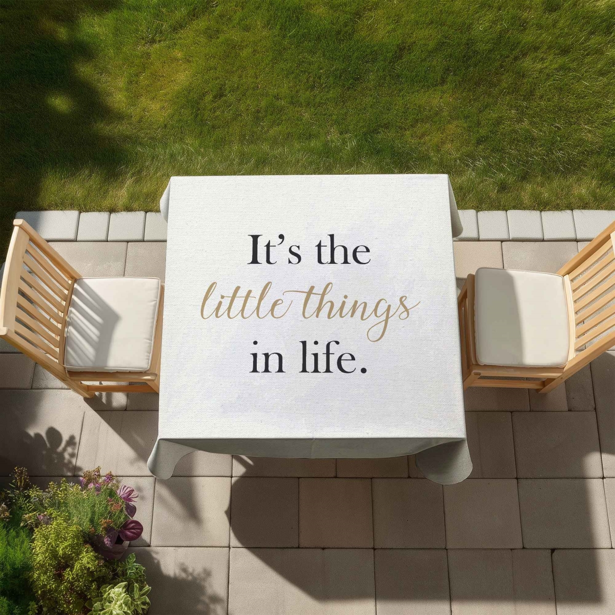 Picture of Begin Home Decor C1TC5858H18WSC 58 x 58 in. Its The Little Things in Life Tablecloth - Motivational