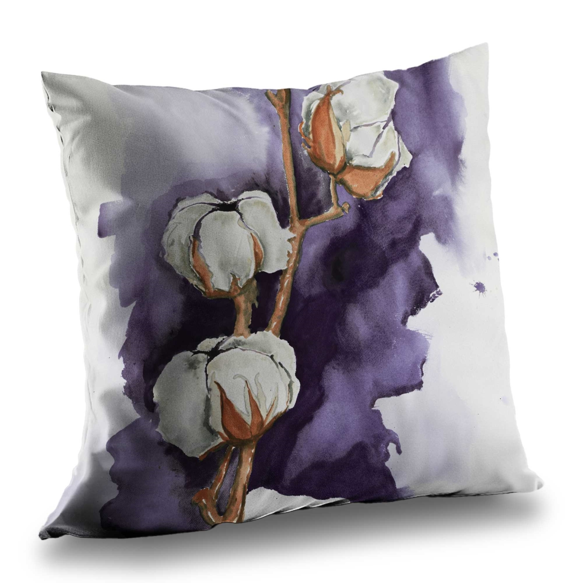 C1PC1414JFTXS7 14 x 14 in. Cotton Flowers on Purple - Gray Poly Twill Throw