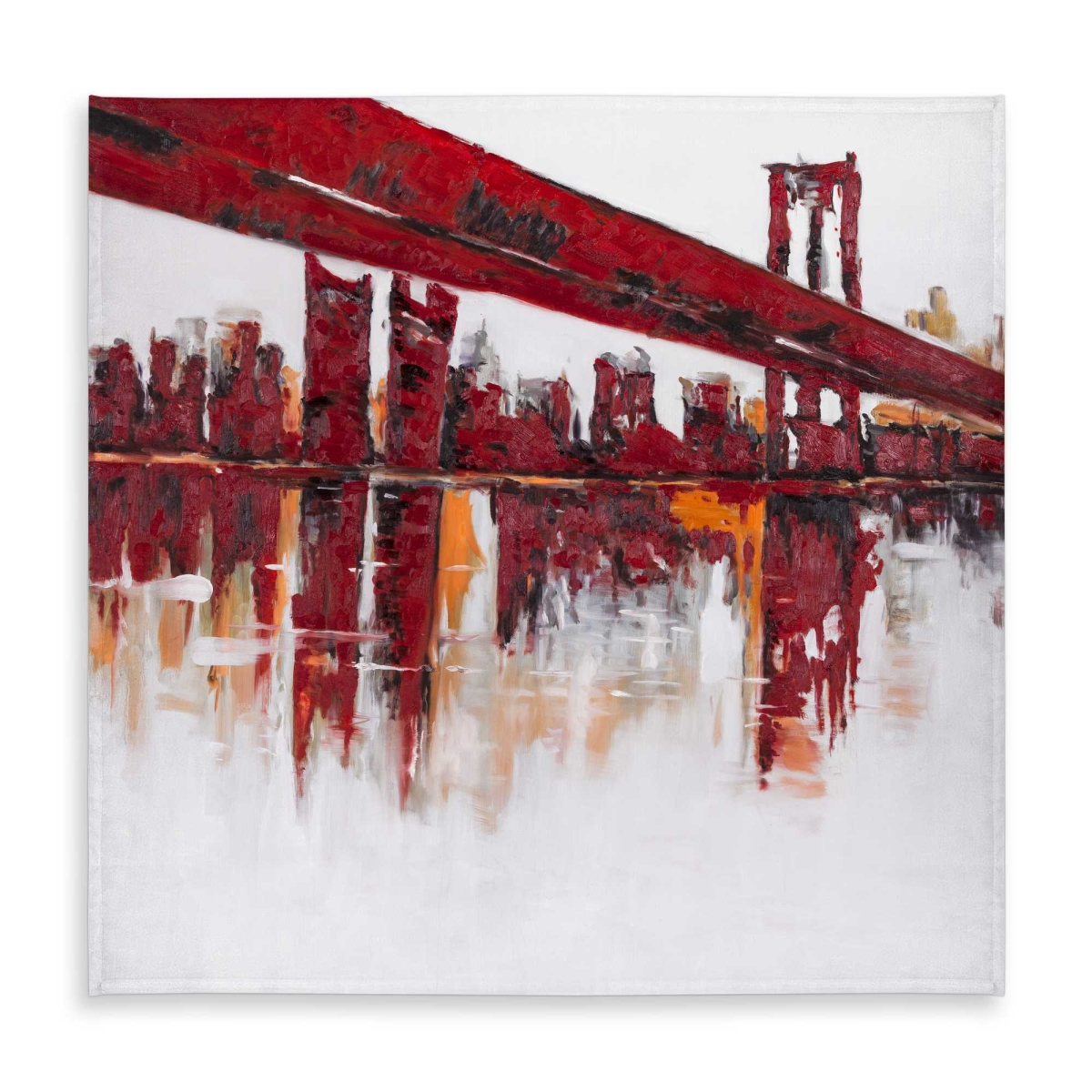 Picture of Begin Home Decor C1TC5858IRJ0BF 58 x 58 in. Red Bridge - White Indoor & Outdoor Tablecloth for Home Decor