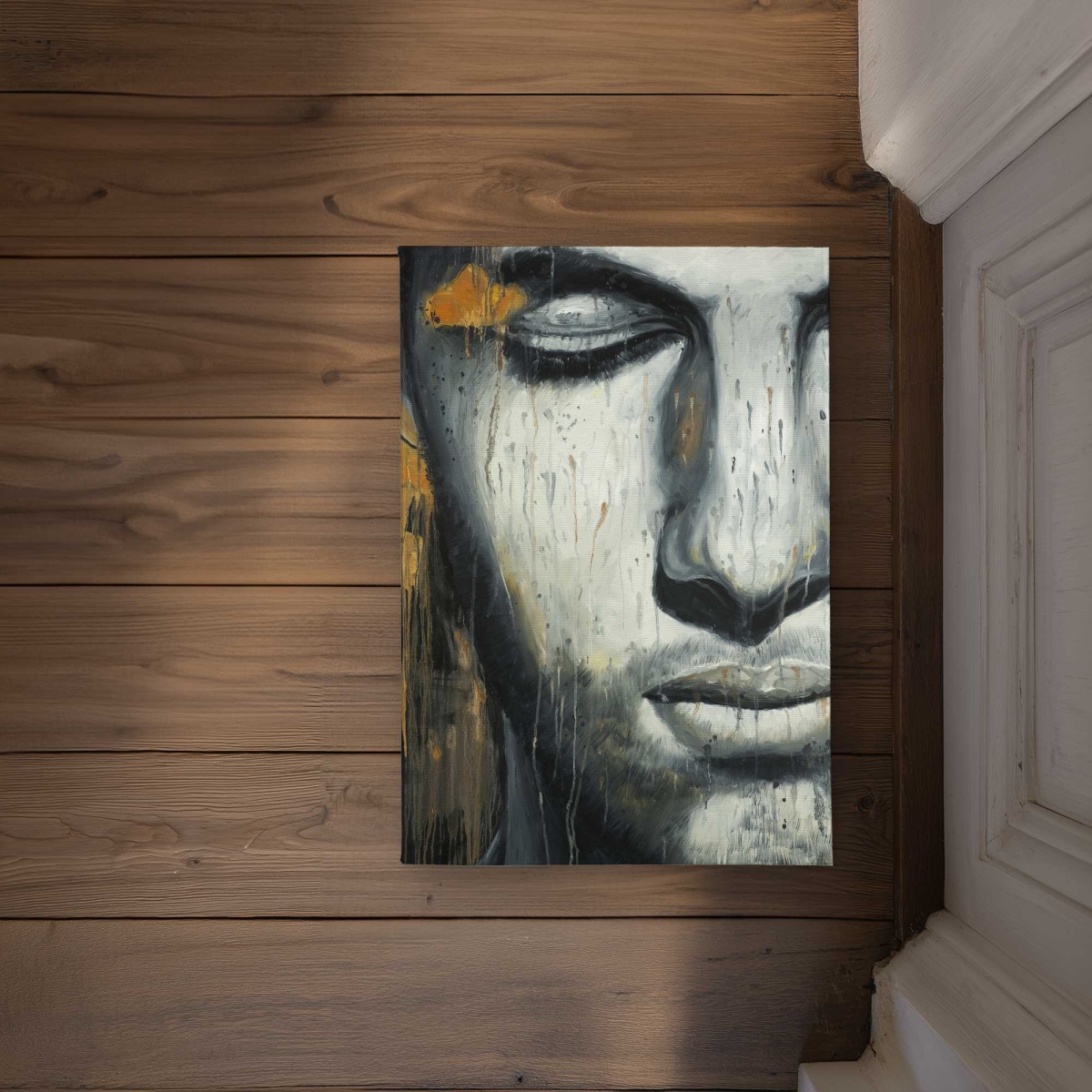 CODM1724GNKH2J 17 x 24 in. Abstract Man Face Gray Figurative Door Mat - Home Decor