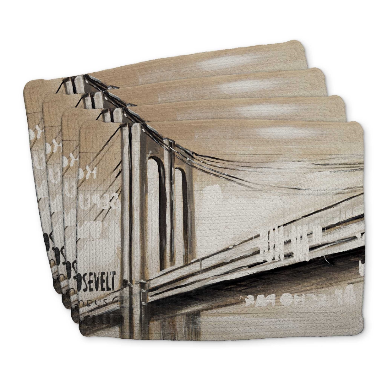 Picture of Begin Home Decor C4BP1418O9X8I1 14 x 18 in. City Bridge Braided Polyester Placemat - Home Decor Accent - Set of 4
