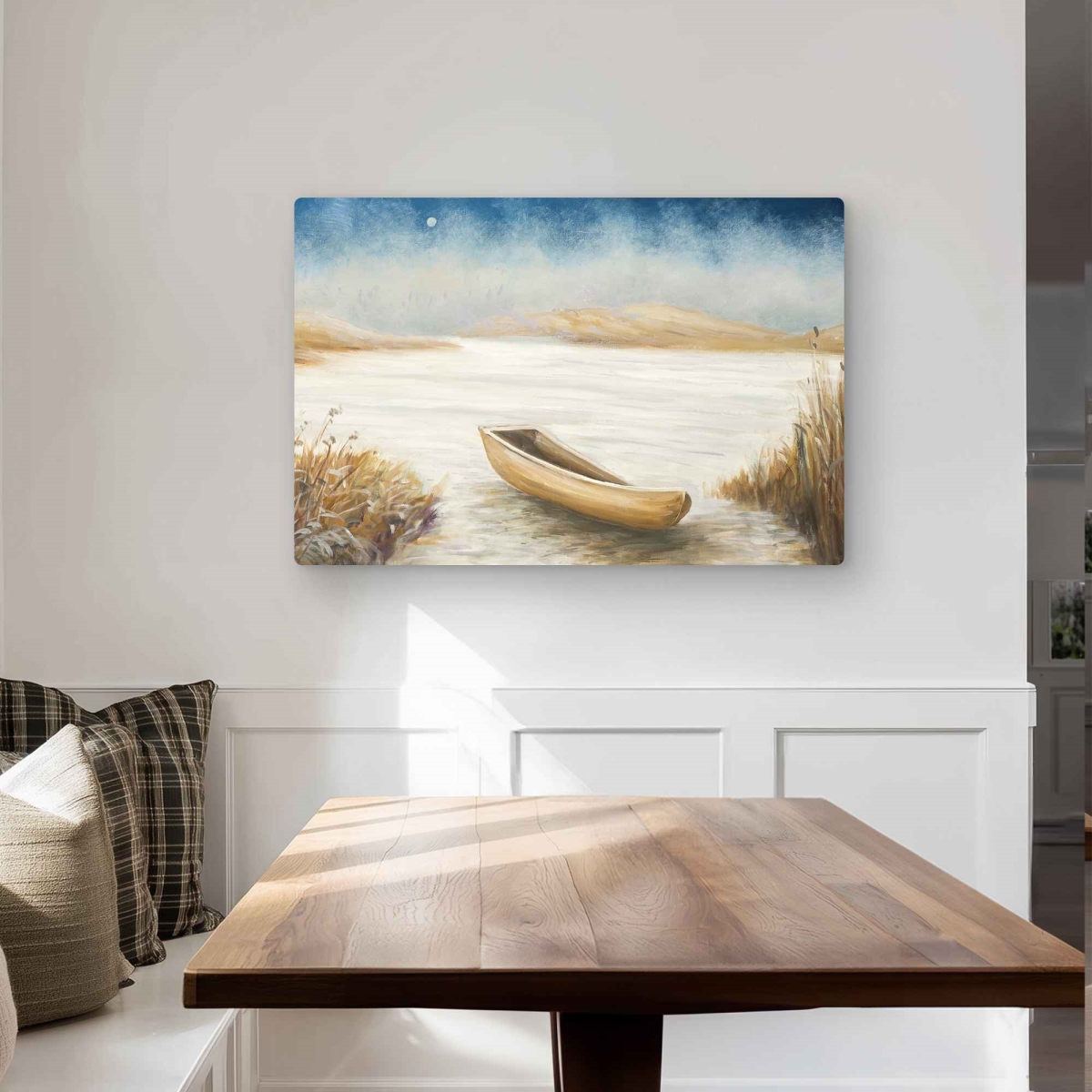 C1MP2436U3UFIN 24 x 36 in. Boat in the Middle of A Swamp - Metal Print Wall Art for Home Decor