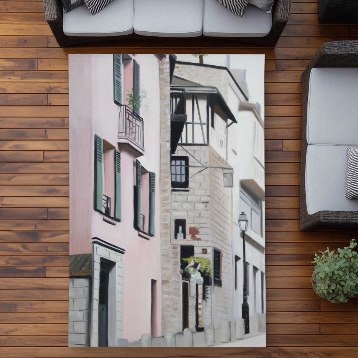 C1ROAR57P3HO02 5 x 7 ft. Street in Montmartre Outdoor Rectangle Area Rug - Scenic Home Decor