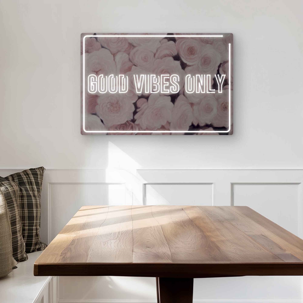 C1MP2030LD2NN7 20 x 30 in. Good Vibes Only - Roses Metal Print Wall Art - Motivational Home
