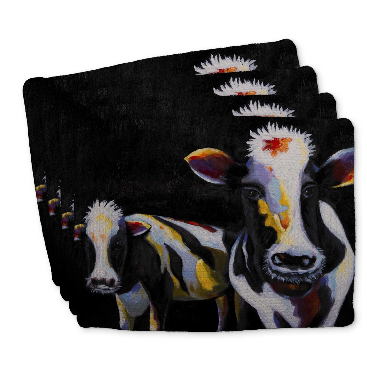Picture of Begin Home Decor C4BP14185ANVWS 14 x 18 in. Two Funny Cows Braided Polyester Placemat for Home Decor - Set of 4