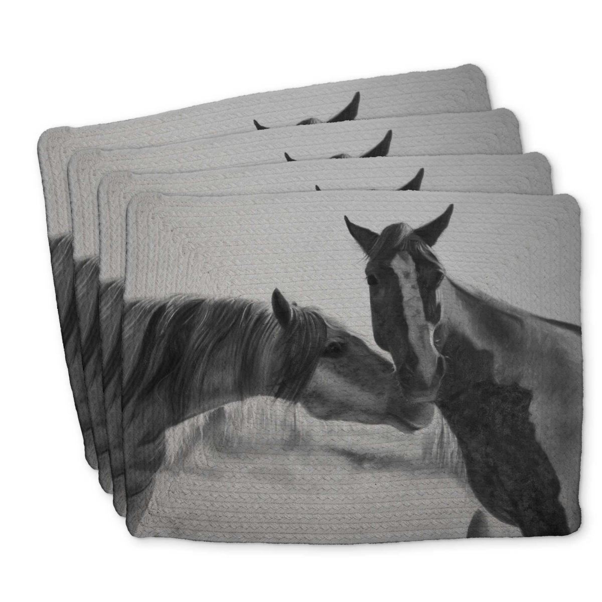 Picture of Begin Home Decor C4BP1418AGNU00 14 x 18 in. Horses Lover Braided Polyester Placemat for Home Decor - Set of 4