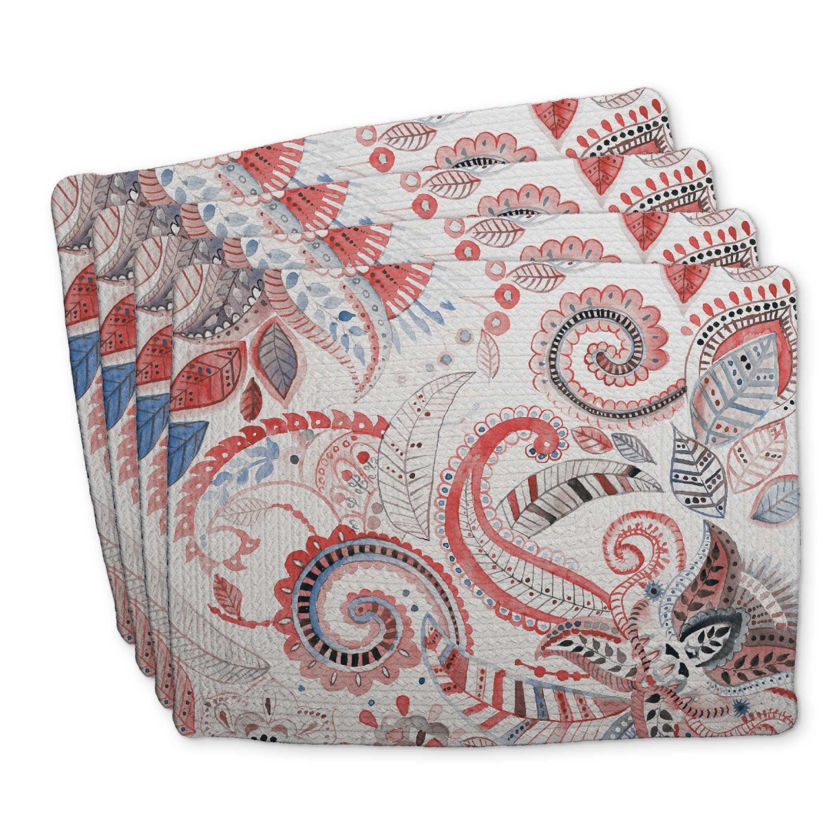 Picture of Begin Home Decor C4BP1418AVABZ2 14 x 18 in. Paisley Pattern Braided Polyester Placemat for Home Decor - Set of 4