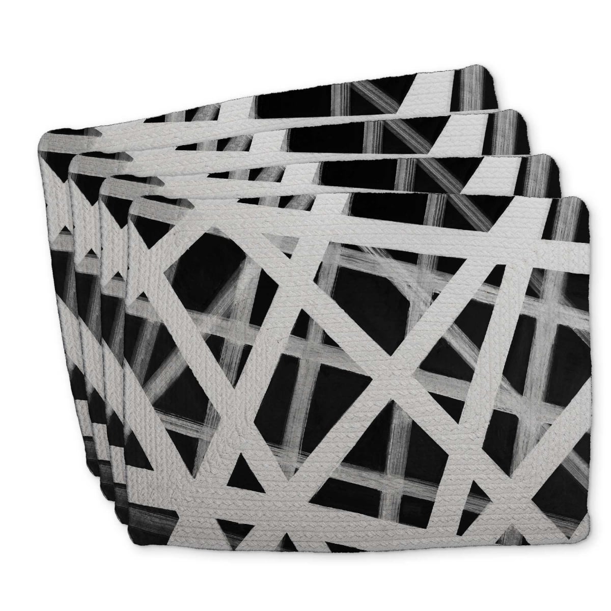 Picture of Begin Home Decor C4BP1418BENJ0B 14 x 18 in. Geometric Stripes Braided Polyester Placemat for Home Decor - Set of 4