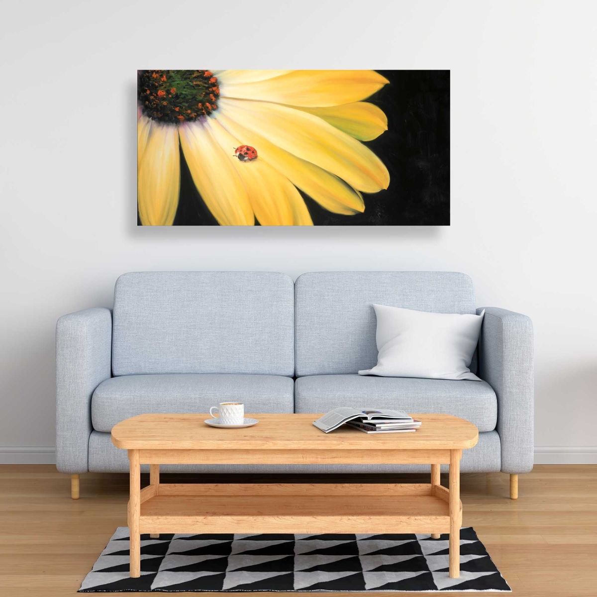 C1RC2448ECEIFB 24 x 48 in. Yellow Daisy & Ladybug Canvas - Insect Bedroom Decor