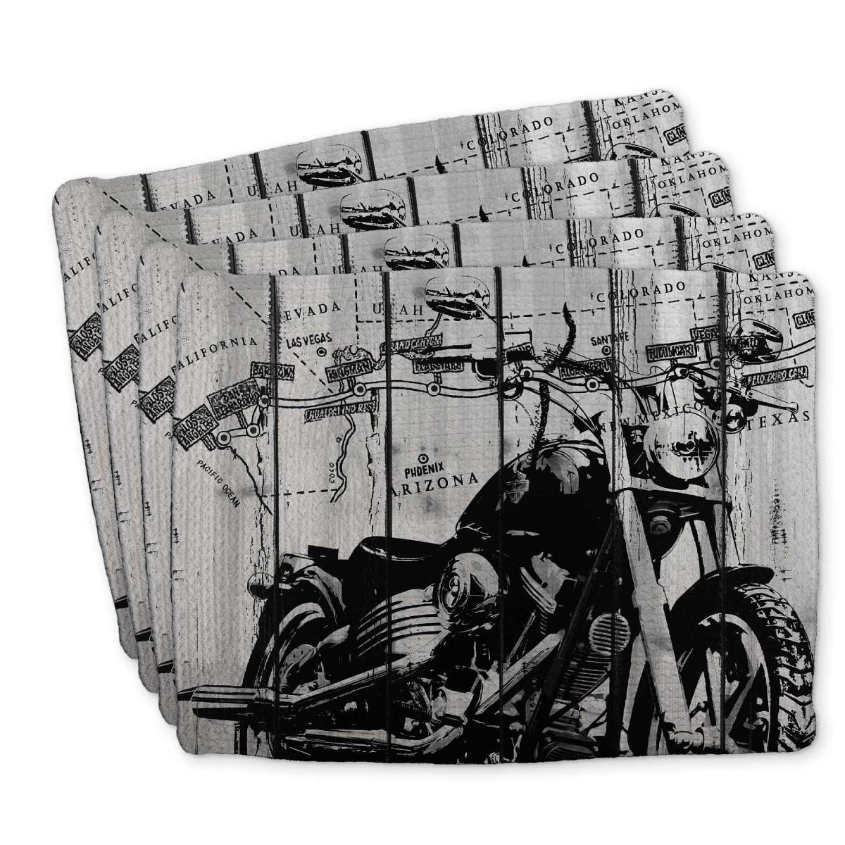Picture of Begin Home Decor C4BP1418P3ZLHV 14 x 18 in. Motorcycle Gray & Black Braided Polyester Placemat - Decor - Set of 4