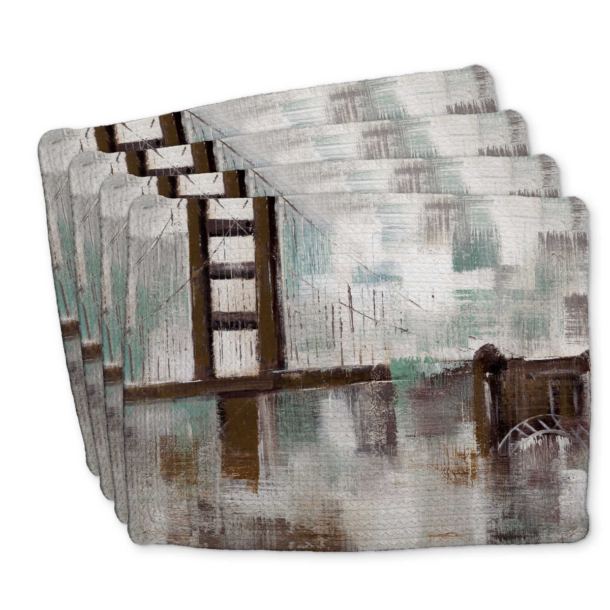 Picture of Begin Home Decor C4BP1418P8V1SP 14 x 18 in. Abstract Golden Gate Braided Polyester Placemat - Home Decor - Set of 4