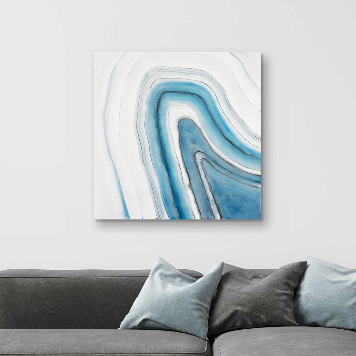 C1RC3232XSH8J8 32 x 32 in. Round Geode - Blue Contemporary Canvas for Home Decor