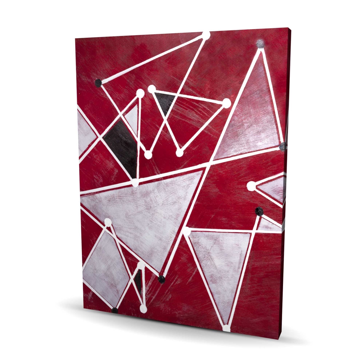 C1RC3648K69D1Q 36 x 48 in. White Triangles on Red Background - Abstract Canvas Art