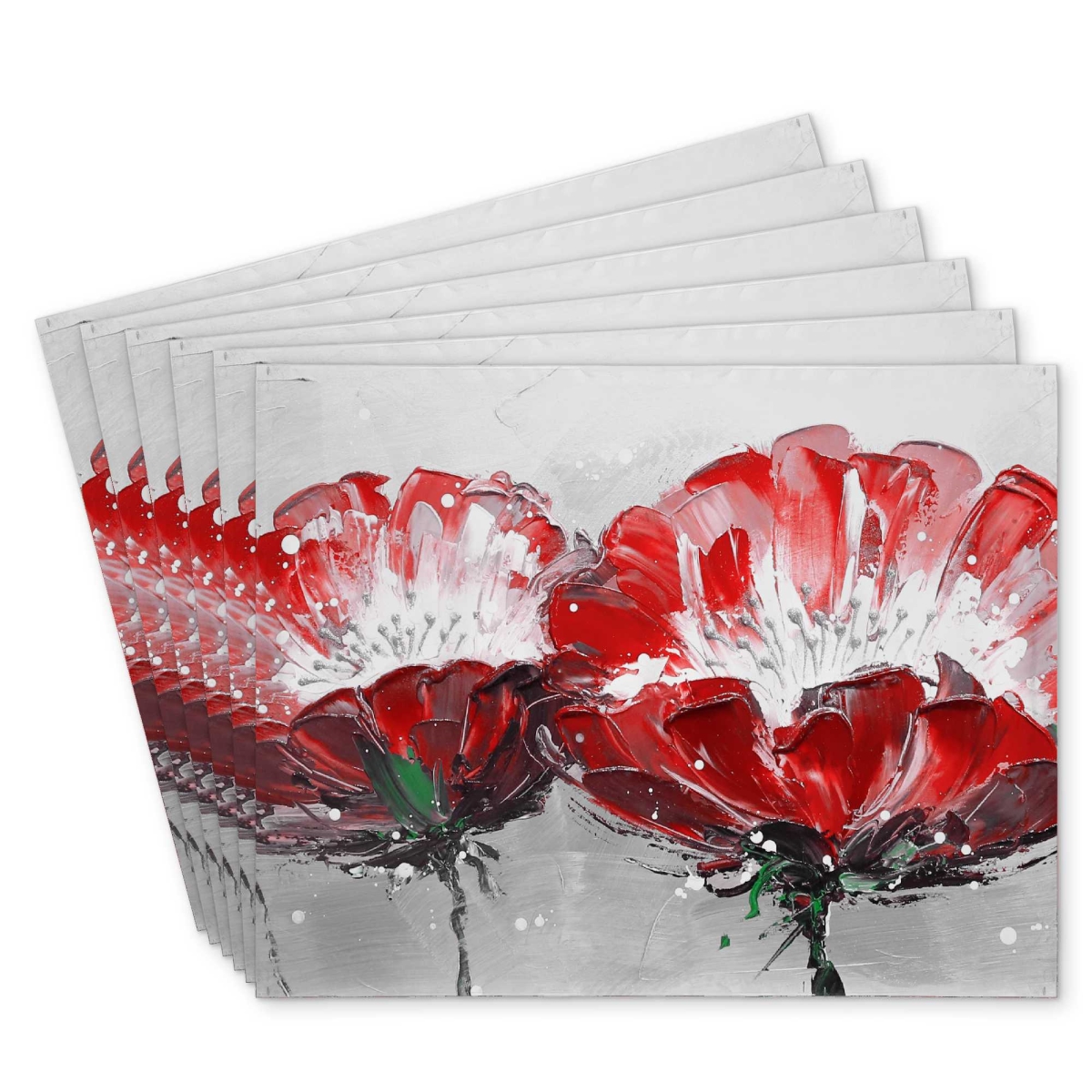 Picture of Begin Home Decor C6PP14182AJ25S 14 x 18 in. Two Wild Flowers on Gray Background Polyester Placemat - Set of 6