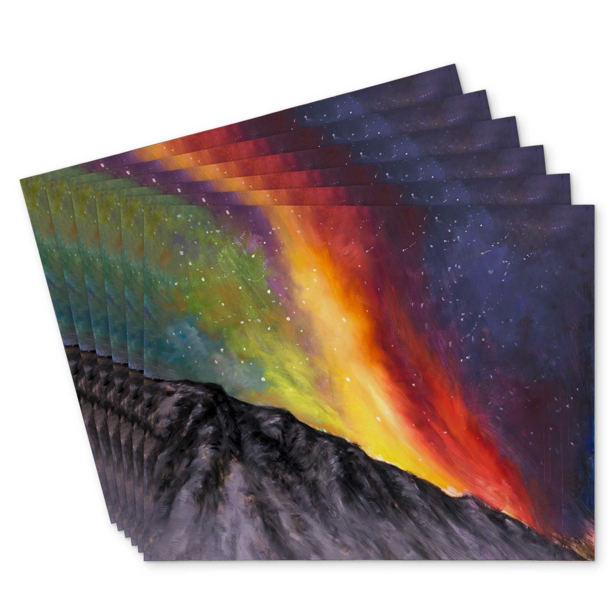 Picture of Begin Home Decor C6PP14182B7DTR 14 x 18 in. Aurora Borealis in the Mountain Polyester Placemat - Decor - Set of 6
