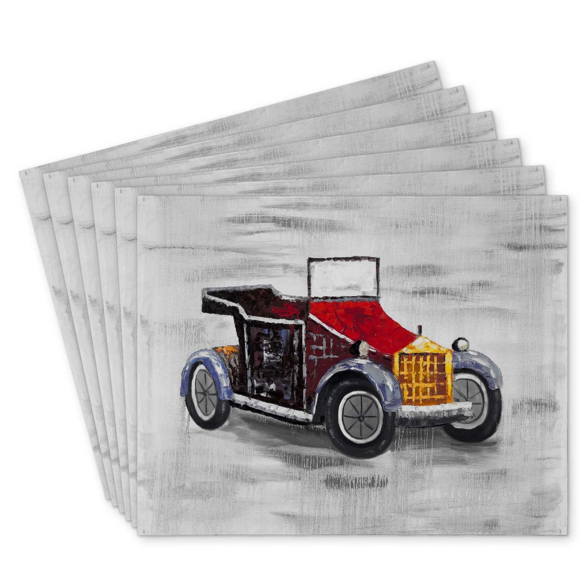 Picture of Begin Home Decor C6PP1418BSV8UM 14 x 18 in. Vintage Car with Sunroof Polyester Placemat for Home Decor - Set of 6