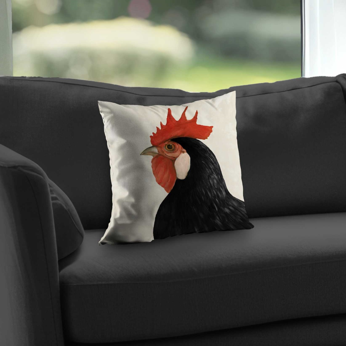 C1PC14149D7OOI 14 x 14 in. Beautiful Black Hen - Kitchen Animals Poly Twill Throw Decor
