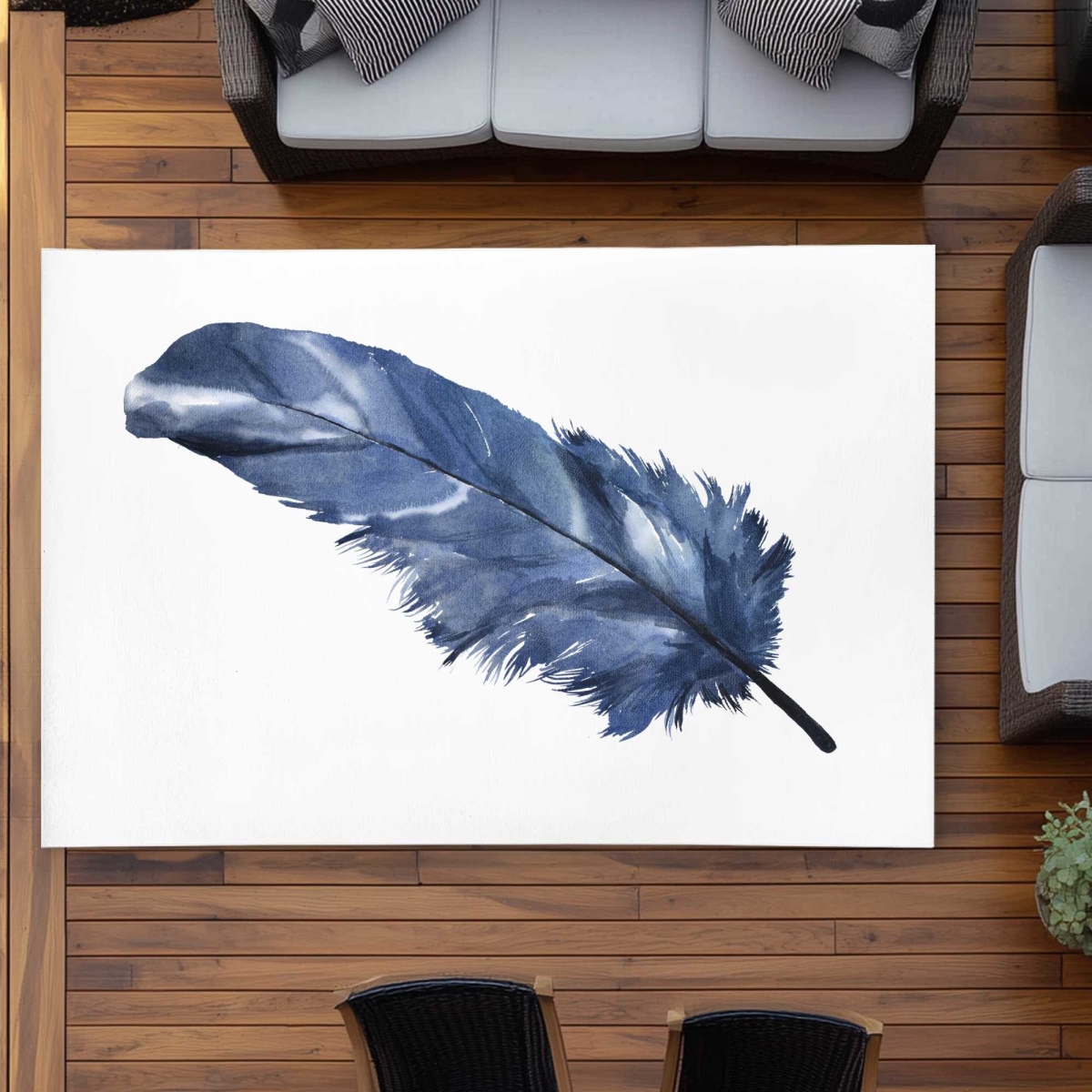 C1ROAR57LJZGGR 5 x 7 ft. Blue Feather - Classic Blue Animal Outdoor Rectangle Area Rug