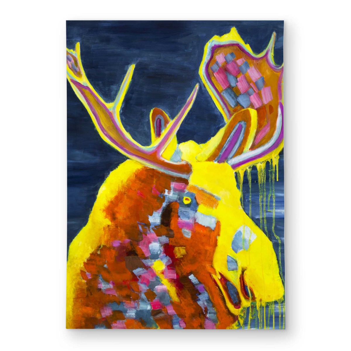 C1ROAR57QQ67N6 5 x 7 ft. Colorful Moose - Yellow Modern Outdoor Rectangle Area Rug