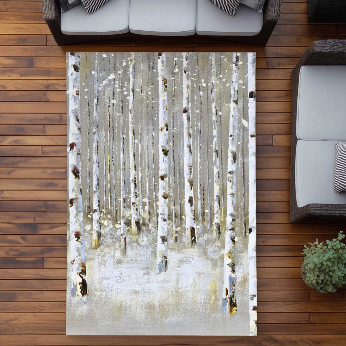 C1ROAR57QSWHHI 5 x 7 ft. Birch Forest by Winter - Seasons Brown Outdoor Rectangle Area Rug