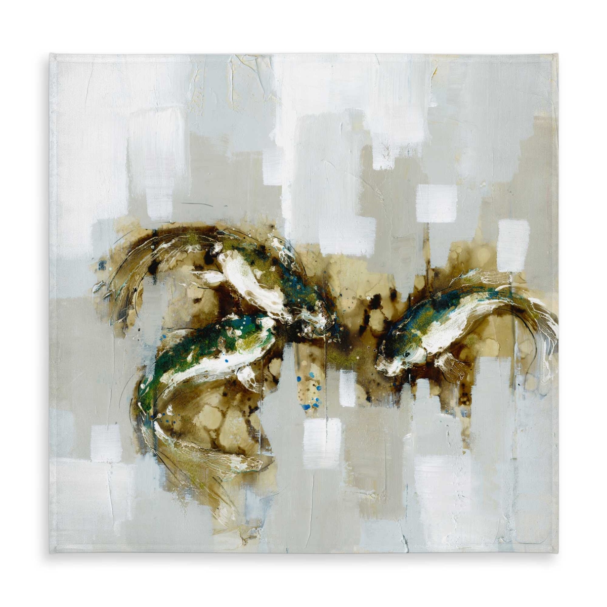 Picture of Begin Home Decor C1TC585891YXGY 58 x 58 in. Three Abstract Koi Fish Tablecloth - Aquatic Home Decor