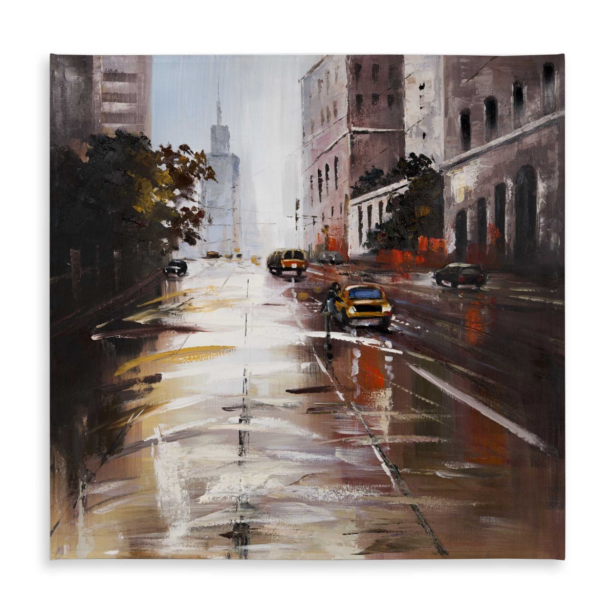 Picture of Begin Home Decor C1TC58589SZCSA 58 x 58 in. Morning Street Scene Tablecloth - Cities Contemporary Decor