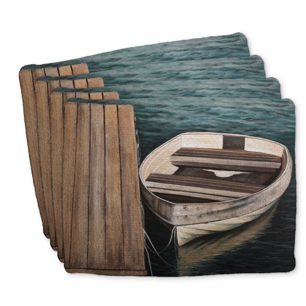 Picture of Begin Home Decor C4BP1418I9R3RP 14 x 18 in. Rowboats Braided Polyester Placemats - Stylish - Set of 4