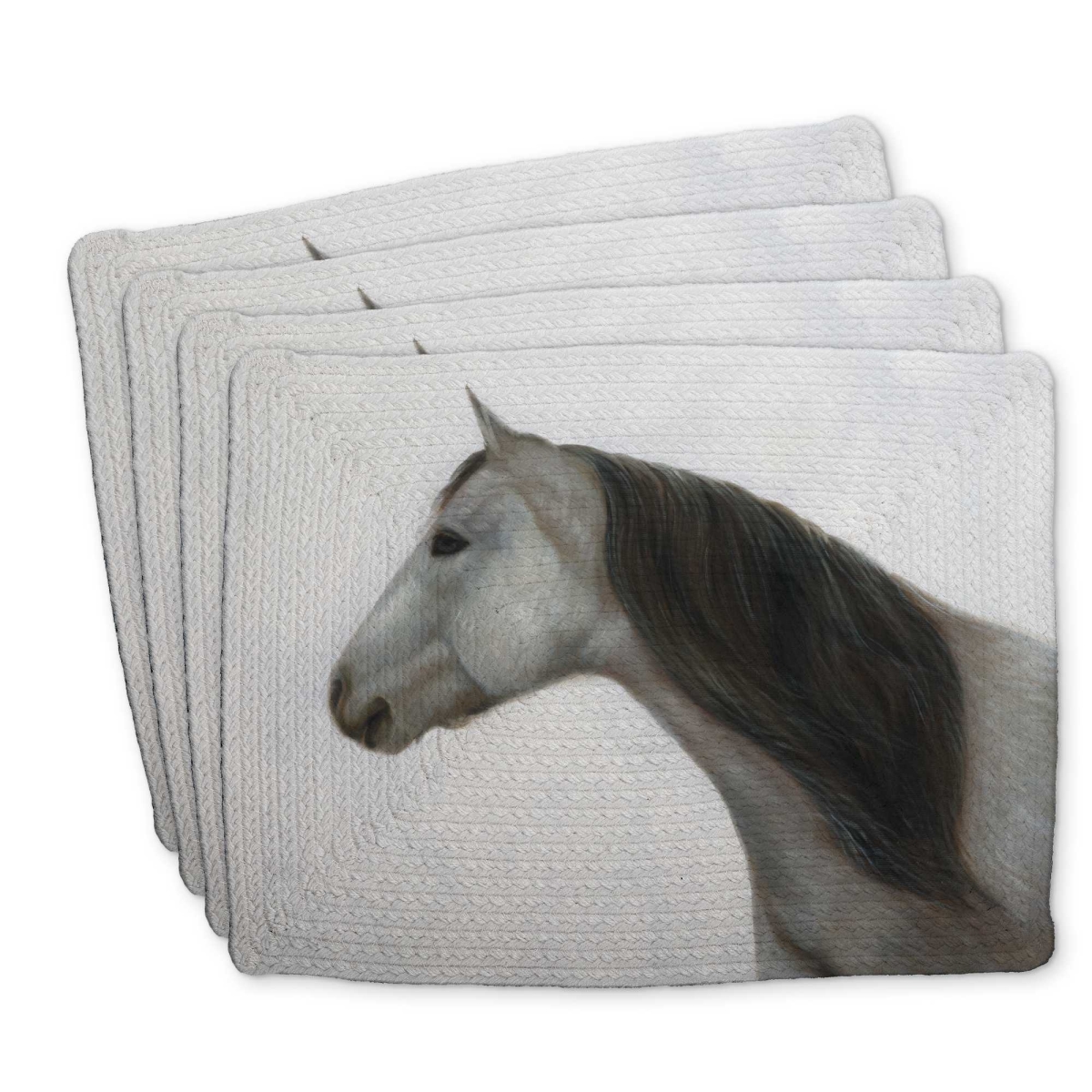 Picture of Begin Home Decor C4BP1418II0ZIU 14 x 18 in. Winter Horse Braided Polyester Placemat - Home Decor Accent - Set of 4