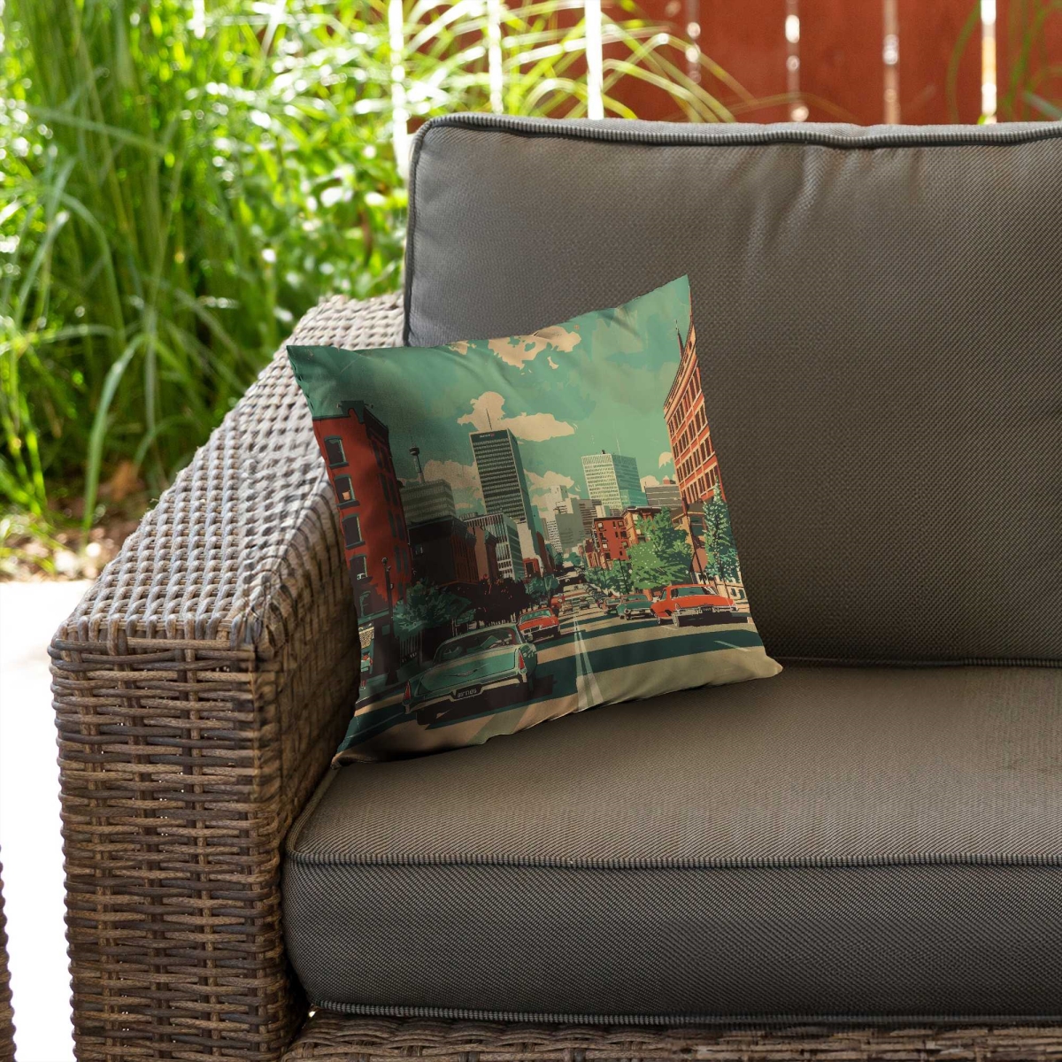 C1PO161676DI35 16 x 16 in. On Route Turquoise Outdoor Throw Pillow for Home Decor
